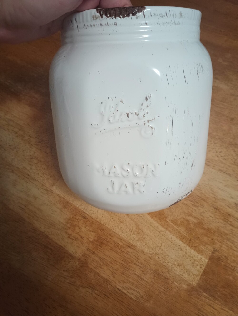 Kitchen Essentials Brand "Ideal Mason Jar" Utensil Crock. Off White